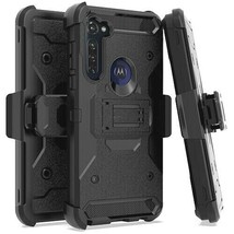 For Motorola Moto G Stylus - Hard Hybrid Armor Case Black Holster W/ Belt Clip - $18.99