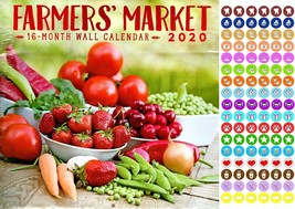 Farmers Market - 16 Month 2020 Wall Calendar  - with 100 Reminder Stickers - $9.89