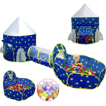 3Pc Kids Play Tent For Boys With Ball Pit, Crawl Tunnel, Princess Tents ... - £43.06 GBP