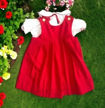Vintage GOOD LAD RED Pleated White COLLARED DRESS SIZE 4T - £42.03 GBP