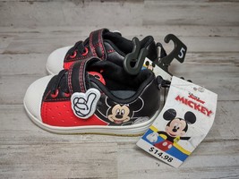 Disney Junior Mickey Sneakers Size 5 Prewalk Casual Black Red Kid Toddler NEW - £9.21 GBP
