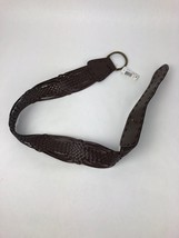 Women&#39;s Cognac Brown Genuine Leather Braided Woven Belt Size ML See Images - £10.19 GBP