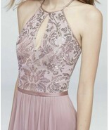 DB Studio SZ 4 Prom Formal Dress Halter Sequin Keyhole Top Dusty Rose/Ma... - $1,210.67 MXN