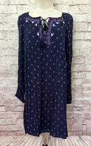 Old Navy Womens Dark Blue Embroidered Boho Tassel Tie Shift Dress Size M NEW - £28.21 GBP
