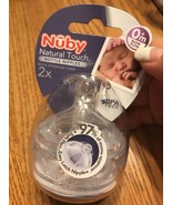 NUBY 2pc NATURAL TOUCH BOTTLE NIPPLES 0m+ Slow Flow Ships N 24h - $21.35 CAD