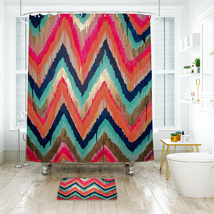 Chevron Pattern 01 Shower Curtain Bath Mat Bathroom Waterproof Decorative - £18.08 GBP+