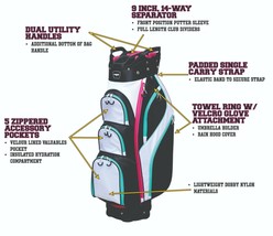 Majek Premium Ladies Black White Teal Pink Golf Bag, with Full Length Dividers  - £159.83 GBP