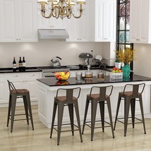 The Set Of Four 30 Inch, Rusty, Bar Stools From Changjie Furniture Is Designed - £170.23 GBP