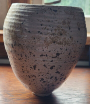 9&quot; Tall Speckled Ceramic Ovoid Planter Salt And Pepper Stoneware Plant - £23.91 GBP