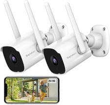 Septekon 2K Security Camera Outdoor 2 Pack, 2.4G Wifi Home Security Came... - £61.46 GBP