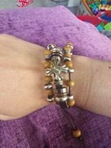 Brown Leather Braclet With Cross - £3.84 GBP