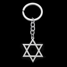 STAR OF DAVID KEYCHAIN Stainless Steel Metal Charm Jewish Hebrew Zion Sy... - $5.95