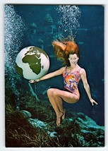 Weeki Wachee Mermaids Florida Under Water Lady With Globe Chrome Postcard Unused - £12.49 GBP
