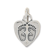 Heart Charm With Baby Footprints - £17.54 GBP