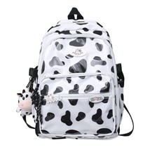 Cute Cow Pattern Backpa for Teenage Girls Rainproof Nylon PVC Multi Pocket Trave - £41.20 GBP
