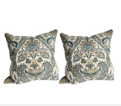 S/2 Pottery Barn Florentine Paisley Print Pillow Cover Down Insert 22&quot; B... - $77.60