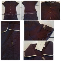 Womens Brown Military style Button Dress Lady&#39;s Brown button up casual dress L - £12.38 GBP