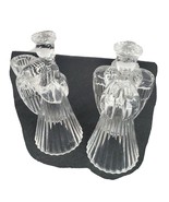 Cut Glass Crystal Praying Angel Taper Candle Holder Christmas Set of 2 Avon - £15.27 GBP