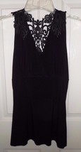 M.K.M. DESIGNS WOMENS BLACK LACE TANK TOP SIZE MEDIUM M CUT OUT BACK USA - £14.60 GBP