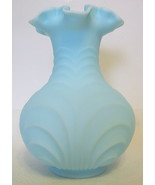 Fenton Blue Custard Glass Vase Hand Blown Unsigned - £35.83 GBP