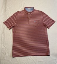 Johnnie-O Hangin Out Oakmont Striped Polo Short Sleeve Pink Blue Mens Large - $17.42