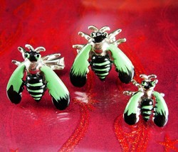 Rare Bee Cufflinks Tie tack Enamel Fly insect SWANK figural novelty gift Vintage - $245.00