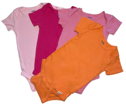 Baby Girl 12 Month One piece Short Sleeve shirts Lot of 4 Onsies Brand - £6.25 GBP
