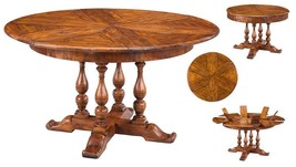 45 - 56" European expandable round Dining table Solid walnut Carved turned legs - $4,811.50