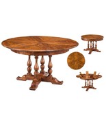 45 - 56&quot; European expandable round Dining table Solid walnut Carved turn... - £3,858.03 GBP