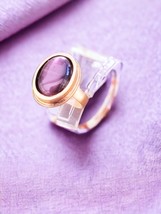 Purple Cat&#39;s Eye Gold Ring - £28.04 GBP
