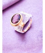 Purple Cat&#39;s Eye Gold Ring - £27.37 GBP