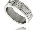Surgical steel 7mm wedding band ring 4 grooves polished finish thumb155 crop