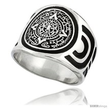 Size 11 - Sterling Silver Aztec Calendar Mayan Sun Men&#39;s Ring Aztec Design - £35.22 GBP