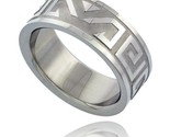Surgical steel aztec design ring 8mm wedding band thumb155 crop
