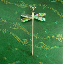 VERY Large sterling Dragonfly brooch * Silver Abalone iridescence wings ... - $125.00