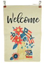 Welcome Americana Garden Flag Double Sided Burlap 12 x 18 inches - £7.34 GBP