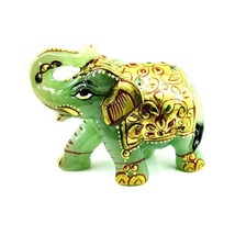 875CT  Natural Green Aventurine Gemstone Carved Elephant Art Work Painting - £32.08 GBP