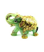 875CT  Natural Green Aventurine Gemstone Carved Elephant Art Work Painting - £31.93 GBP