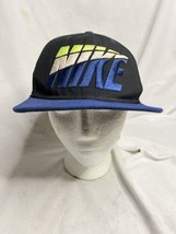 Vintage Nike Hat Cap Black Snap Back Blue Brim One Size Fits Most READ - £11.87 GBP