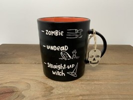 Zombie Undead Straight Up Witch Mug Black Large With Wood Skull - £12.82 GBP