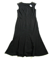 NWT Ann Taylor Ponte Shoulder Zip Midi in Black Seamed Fit &amp; Flare Dress 4 - £33.77 GBP