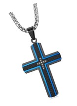 Men&#39;s Cross Necklace 316L Stainless Steel Rolo - £87.40 GBP