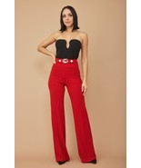 Women&#39;s Red Cg Buckle And Button Detail Pants - $45.00