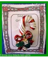 Christmas PIN #0210 Vintage Candy Cane Red, Green &amp; White Enamal-Goldton... - $34.20 CAD