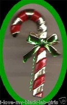 Christmas PIN #0219b Gerrys Vintage Candy Cane Red Enamel &amp; Goldtone w/G... - £11.61 GBP