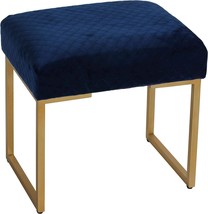 Cortesi Home Allium Ottoman, 19&quot; Wide, Blue, With Painted Gold Legs. - £99.57 GBP