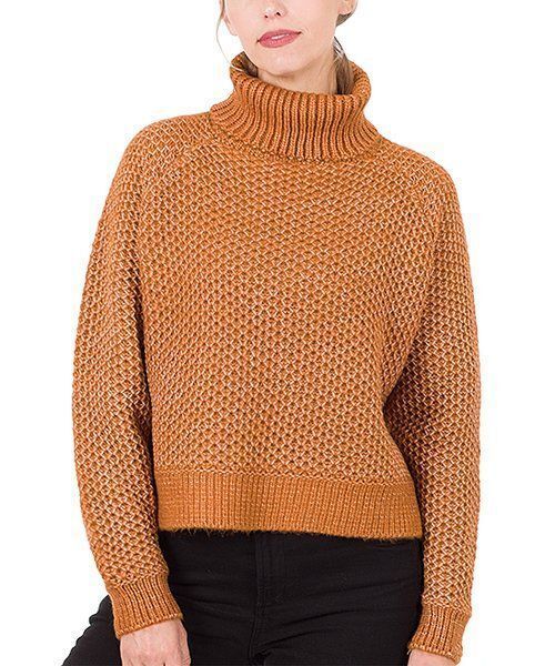 Zenana Almond Knit Rib-Trim Turtleneck Sweater Almond Size XS NWOT - $11.39