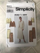 Simplicity 8663 Pattern Uncut Career Basics 6 8 10 Skirt Pants jacket Tank - $10.84