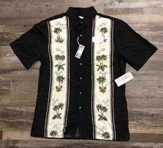 Batik Bay Mens Medium Black Hawaiian Camp Shirt New with Tags - £12.19 GBP