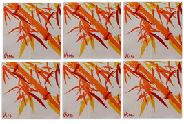 Vintage Vera Neumann Table Cloth Napkins Sunburst Orange Yellow Red Set of 6 Lot - £31.56 GBP